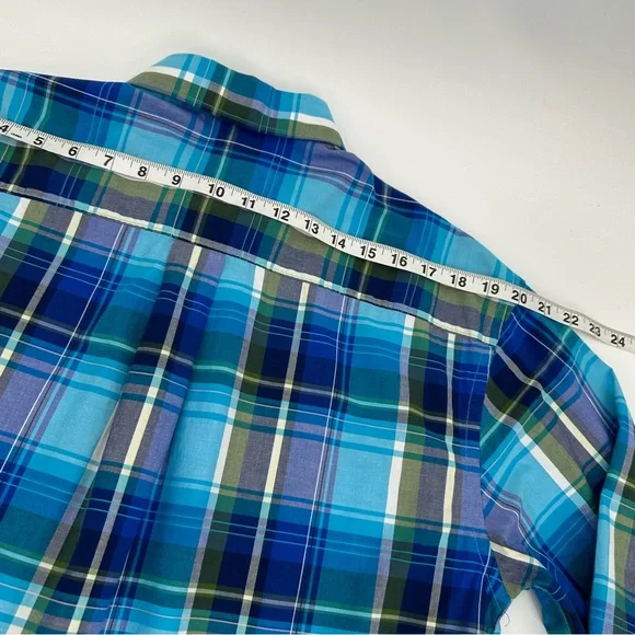 Alan Flusser Shirt Mens L Large Blue Plaid Button Down Long Sleeve Flip Cuff - Picture 9 of 11